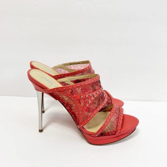 ABS VERO CORAL PINK AND SILVER WOMEN HEELS SIZE 8M NO BOX - Picture 7 of 7